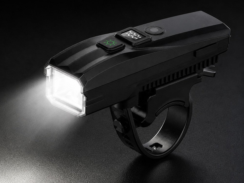 LED Fahrradlampe USB-C Akku Frontlicht mit Lichtsensor – 5 Lichtmodi, Akkustandsanzeige und Fahrradbeleuchtung für Alltag & Nachtfahrten