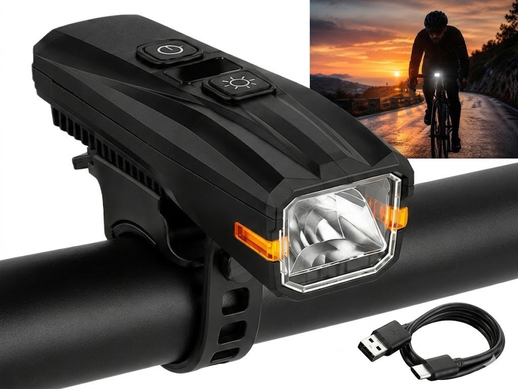 LED Fahrradlampe USB-C Akku Frontlicht mit Lichtsensor – 5 Lichtmodi