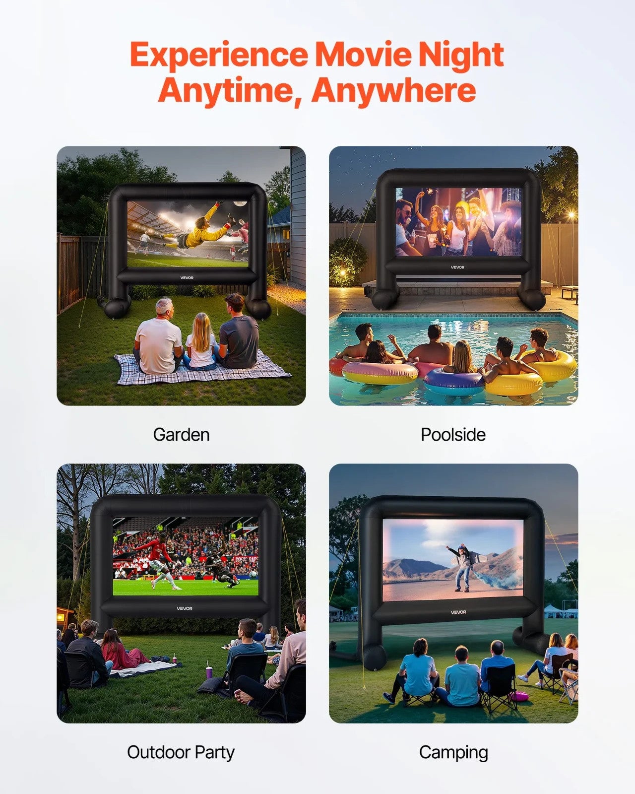 camping beamer Aufblasbare Beamer Leinwand 16:9 mit Gebläse – Outdoor Projektionslein