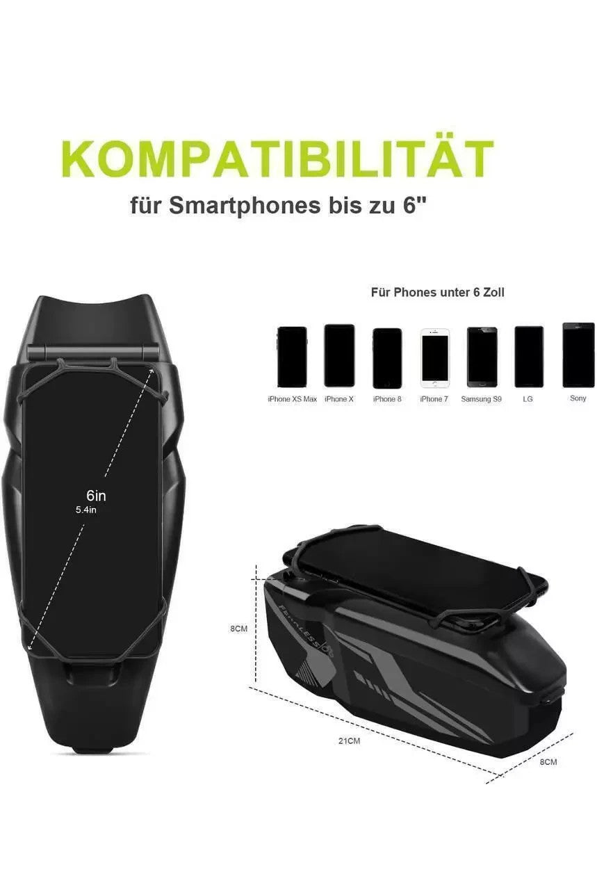 Fahrrad Rahmentasche Blau mit Handyhalter – Wasserdichte Oberrohr Tasche 1L für Smartphones bis 6 Zoll
