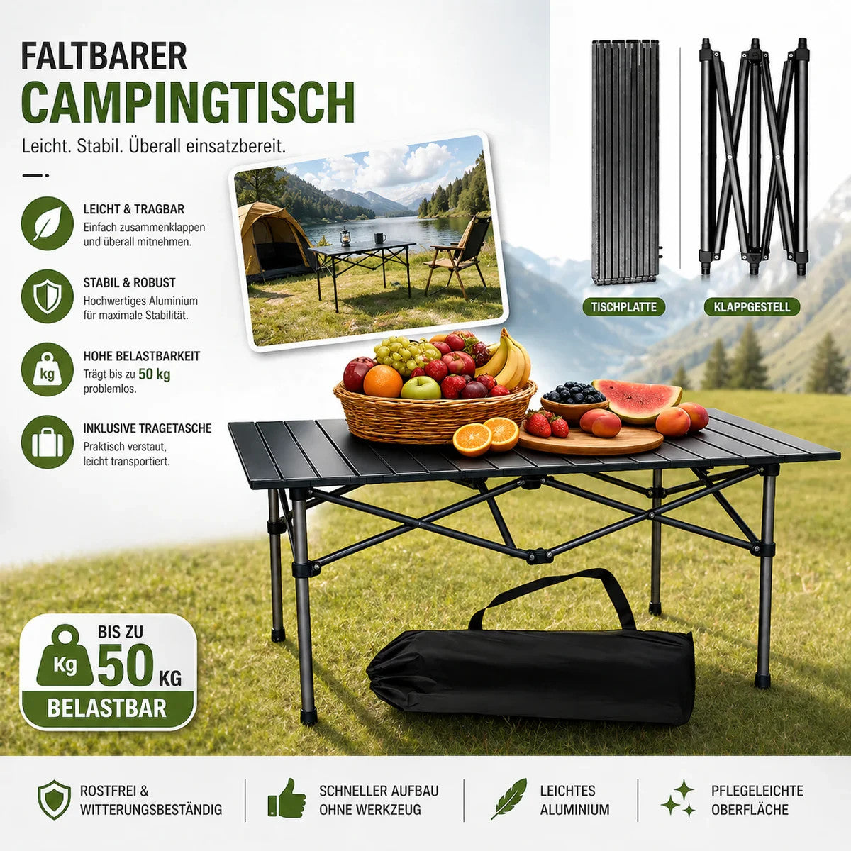 campingtisch klappbar stabil Campingtisch Klappbar Alu Gartentisch Höhenverstellbar Klapptisch Camp