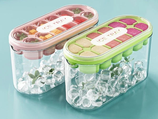 Eiswürfelform Silikon mit Deckel Eiswürfelbehälter 12 Würfel 700ml