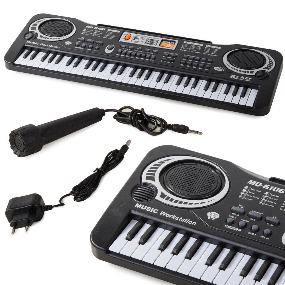 Kinder Keyboard 61 Tasten Mikrofon Elektronisches Klavier Lernkeyboard