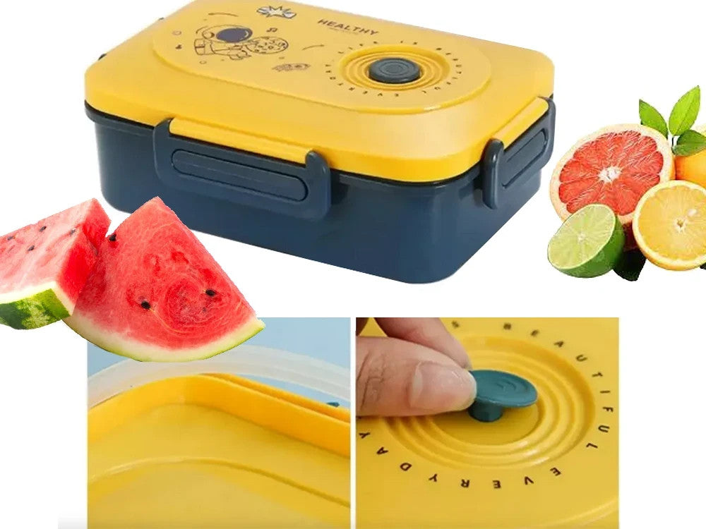Lunchbox Brotdose mit Fächern Besteck Bento Box Schule Arbeit Grün