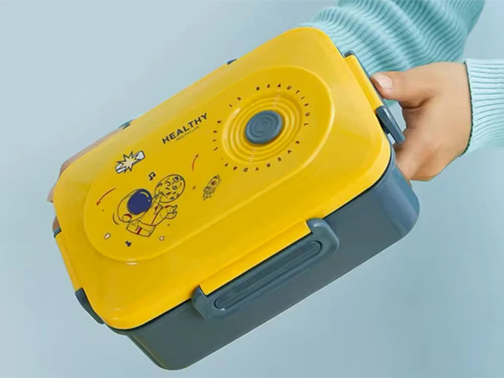 Lunchbox Brotdose mit Fächern Besteck Bento Box Schule Arbeit Grün