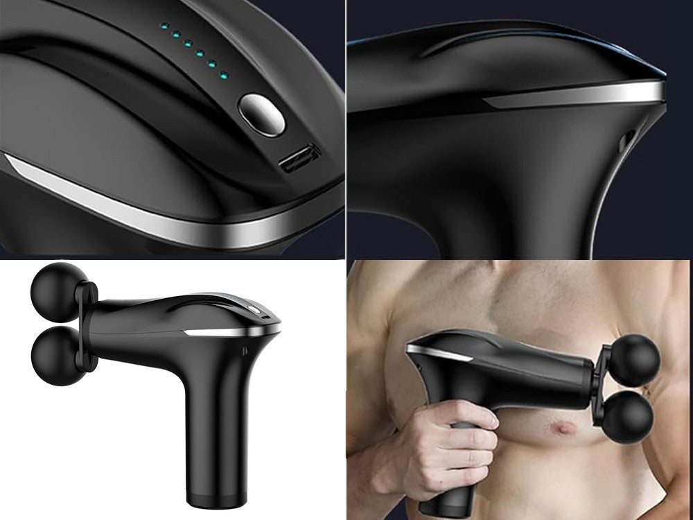 Massagepistole Muskelmassagegerät 6 Stufen USB-C 4 Aufsätze Schwarz