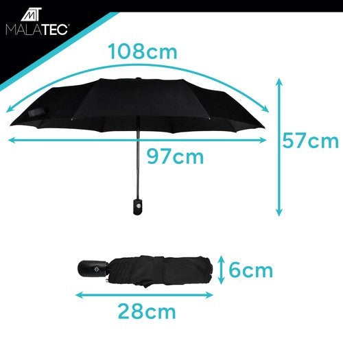 Taschenschirm Automatik Regenschirm Windfest Faltbar 110cm Schwarz