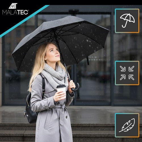 Taschenschirm Automatik Regenschirm Windfest Faltbar 110cm Schwarz