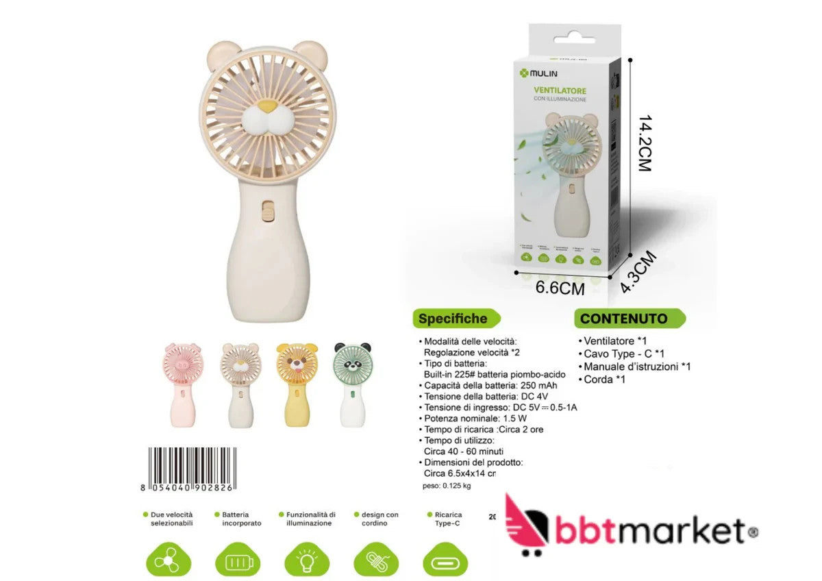 Tragbarer Campingventilator Mit Led-Licht, Wiederaufladbarer Zeltventilator Mit
