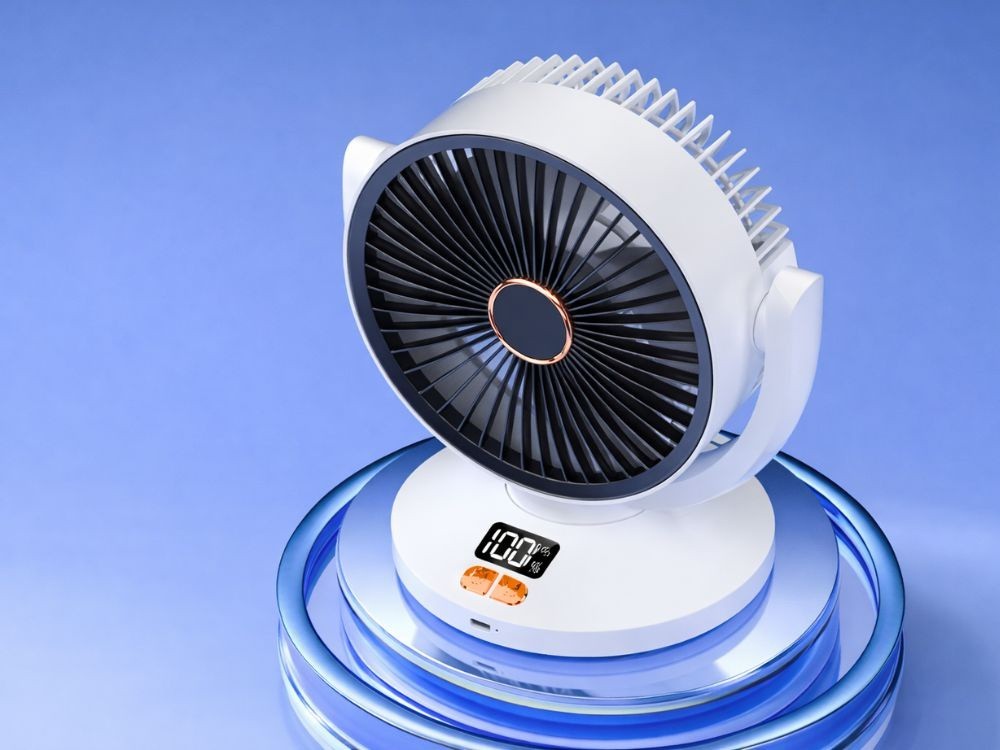 Akku Tischventilator USB Ventilator Oszillierend Timer 6 Stufen Kabellos Weiß