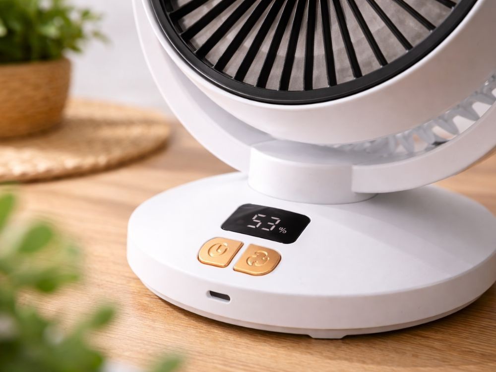 Akku Tischventilator USB Ventilator Oszillierend Timer 6 Stufen Kabellos Weiß