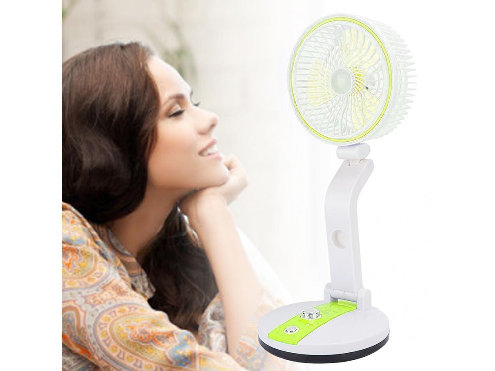 USB Ventilator Akku Tischventilator LED Lampe Faltbar Kabellos Camping Reise