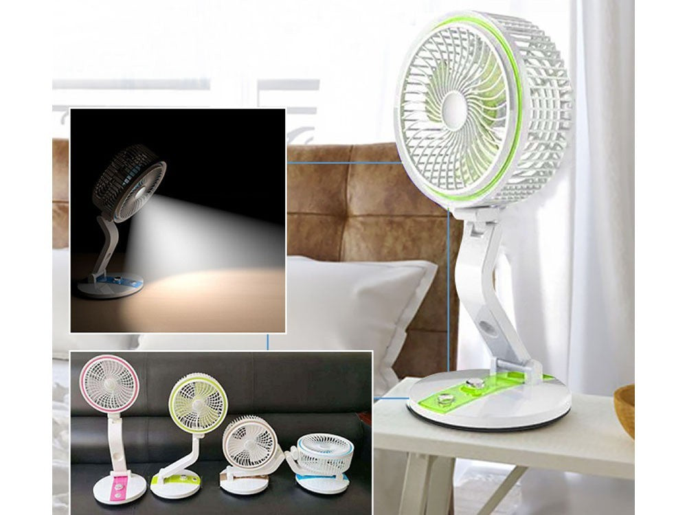 USB Ventilator Akku Tischventilator LED Lampe Faltbar Kabellos Camping Reise