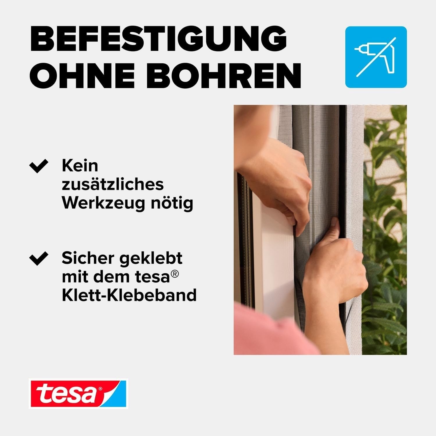 tesa Fliegengitter Fenster 130x150cm Insektenschutz Moskitonetz Anthrazit