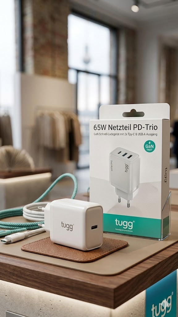 65W USB C LadC Ladegerät Schnellladegerät PD Netzteil 2x USB-C USB-A Fast Charge