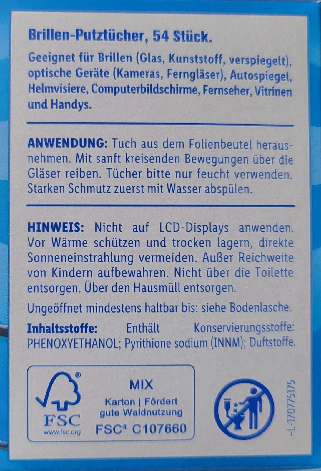 Feuchte Brillenputztücher Streifenfrei Brillentücher Display Reinigung