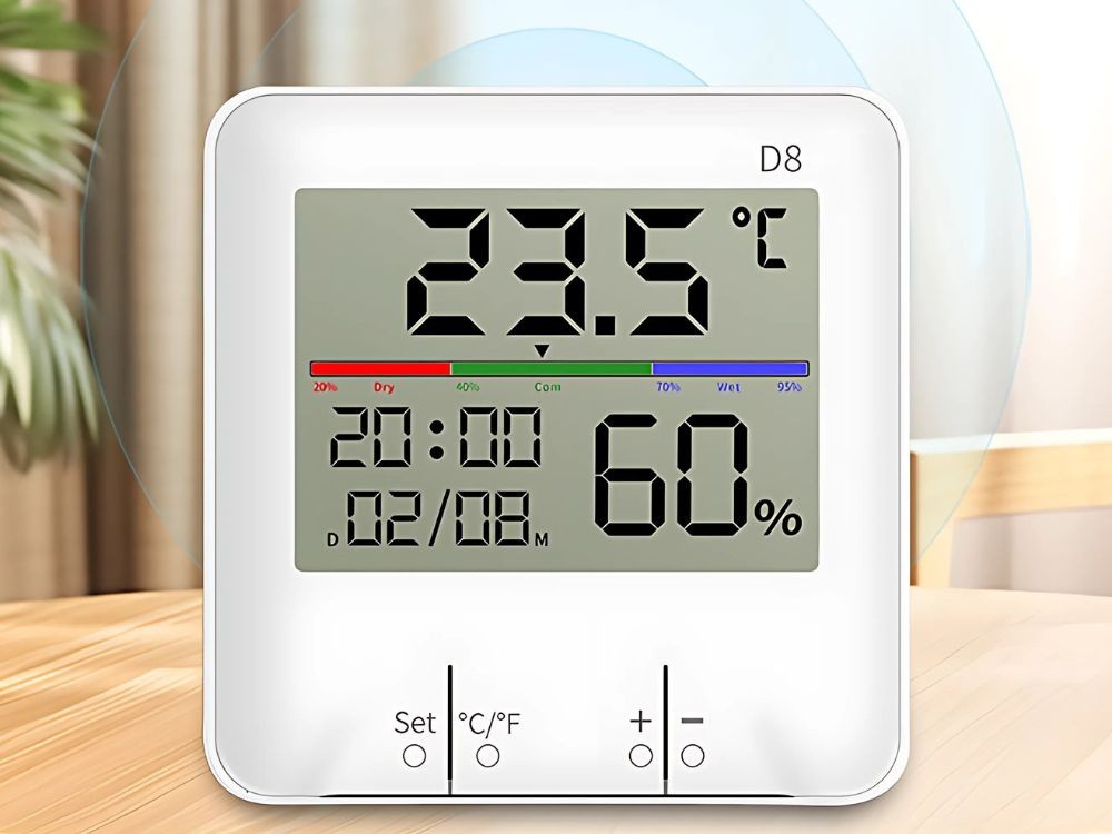Digitales Thermometer Hygrometer Wetterstation LCD Uhr Kalender Innen