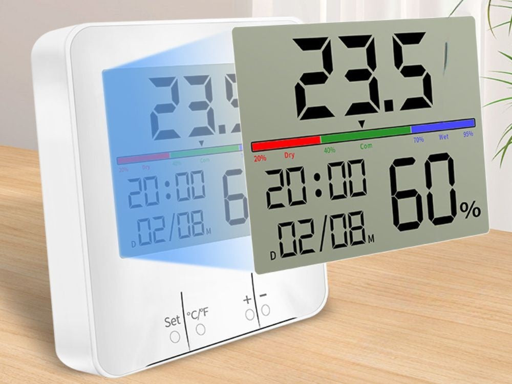 Digitales Thermometer Hygrometer Wetterstation LCD Uhr Kalender Innen