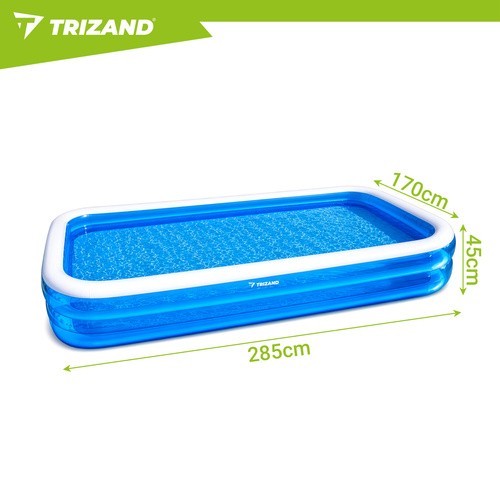 Aufblasbarer Kinderpool 305x183 cm XXL Familienpool rechteckig für Garten mit Reparaturflicken Blau