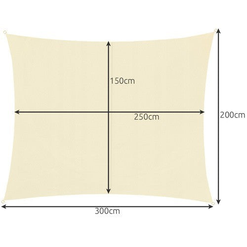 Sonnensegel 3x2m Rechteckig Sonnenschutz UV Schutz Terrasse Balkon Beige
