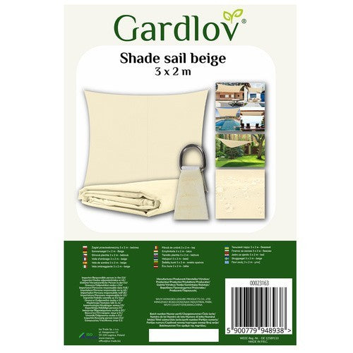Sonnensegel 3x2m Rechteckig Sonnenschutz UV Schutz Terrasse Balkon Beige