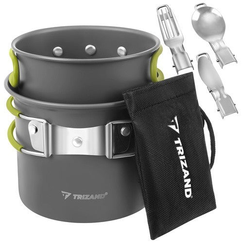 Camping Kochset Aluminium 1,2L Campinggeschirr Topf Pfanne Klappbestec