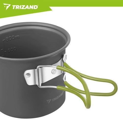 Camping Kochset Aluminium 1,2L Campinggeschirr Topf Pfanne Klappbesteck Outdoor