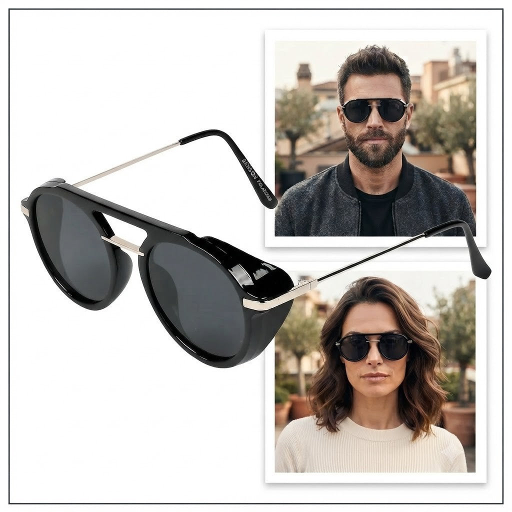 Polarisierte Sonnenbrille Herren Damen UV400 Schwarz Sportbrille Seitenschutz