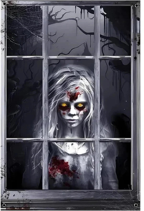 Halloween Fensterdeko 80x120cm Horror Fensterbild Gruseldeko Türdeko Party Deko