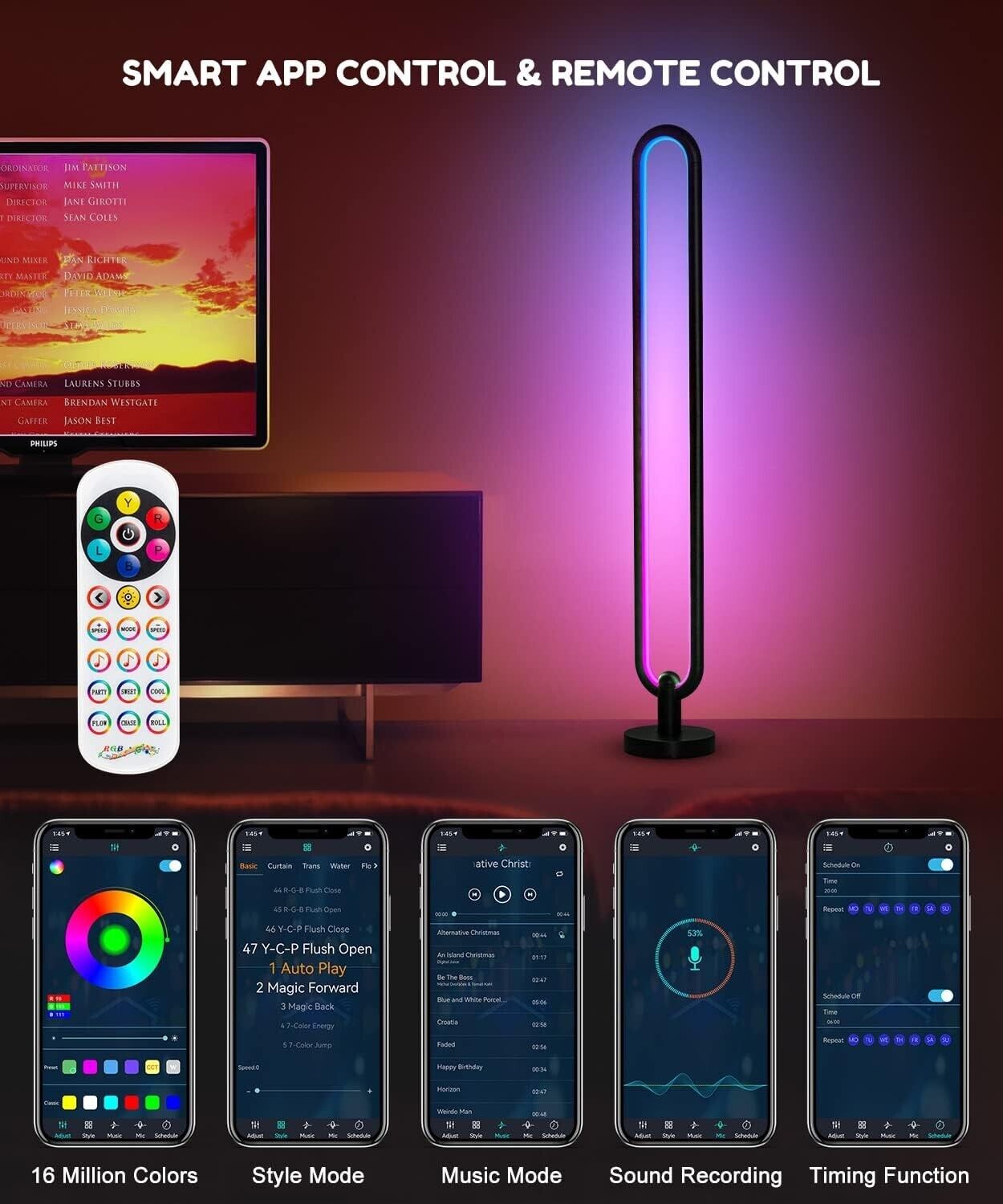 Smart Bluetooth LED-Licht, RGB Ambient Lampe Mit Multi-Modi Und Musik Sync Modi