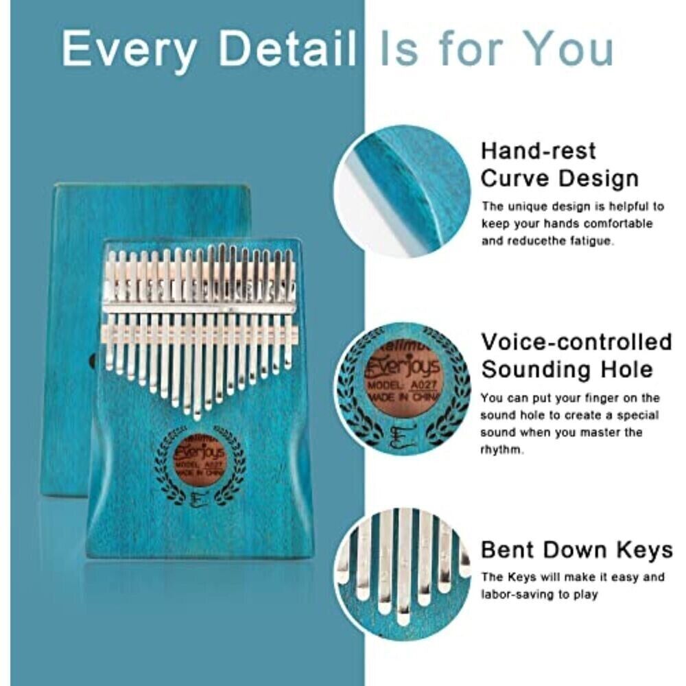 Kalimba Thumb Piano 17 Keys, Portable Mbira Finger Piano w/Protective Case neu