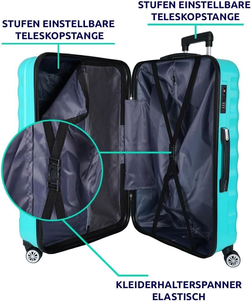 Kofferset 3 teilig Hartschalen Koffer Trolley Reisekoffer 3er Set 4Rollen M-L-XL