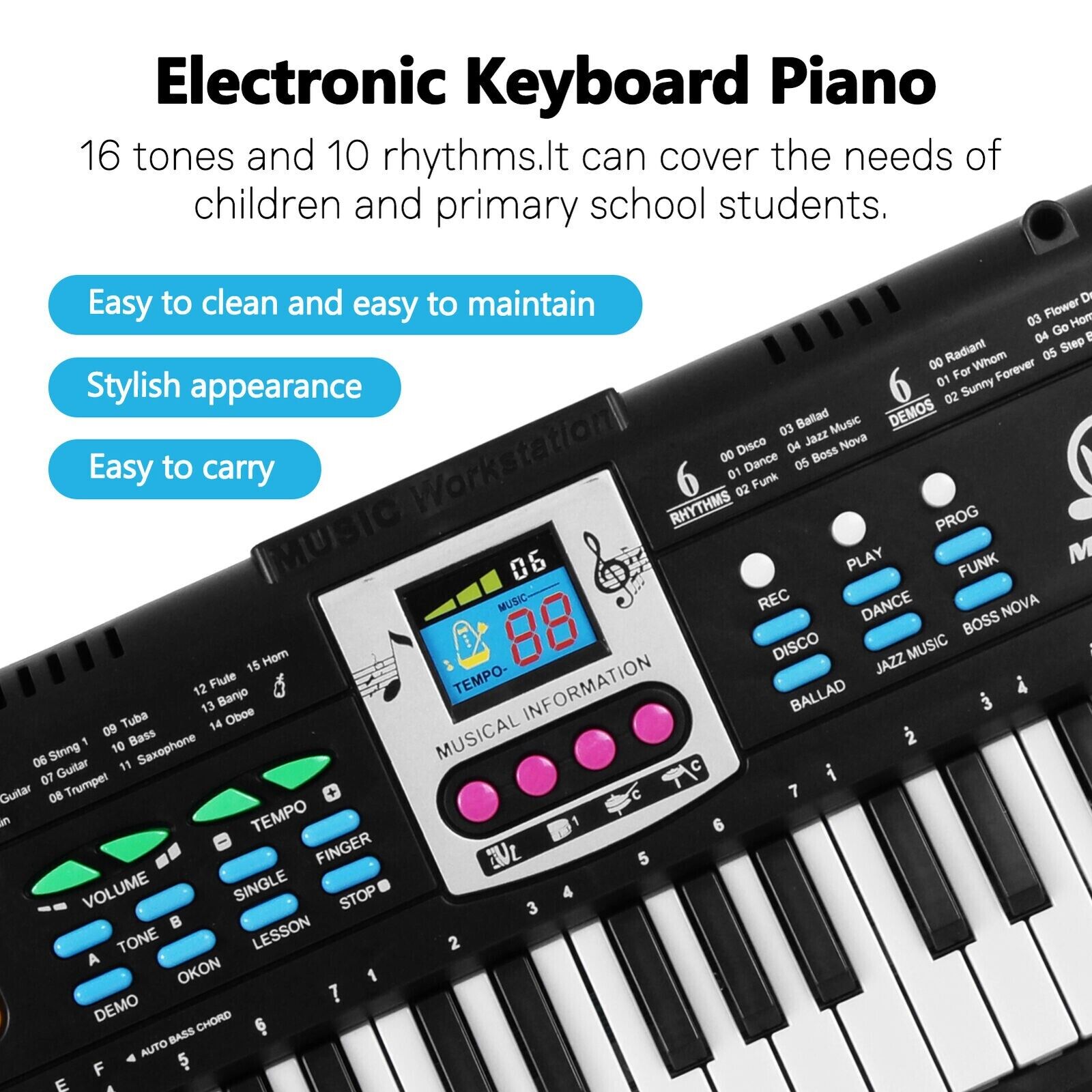 Digital 61 Tasten Keyboard E-Piano Elektrische Kinder Klaviertastatur W3Z1