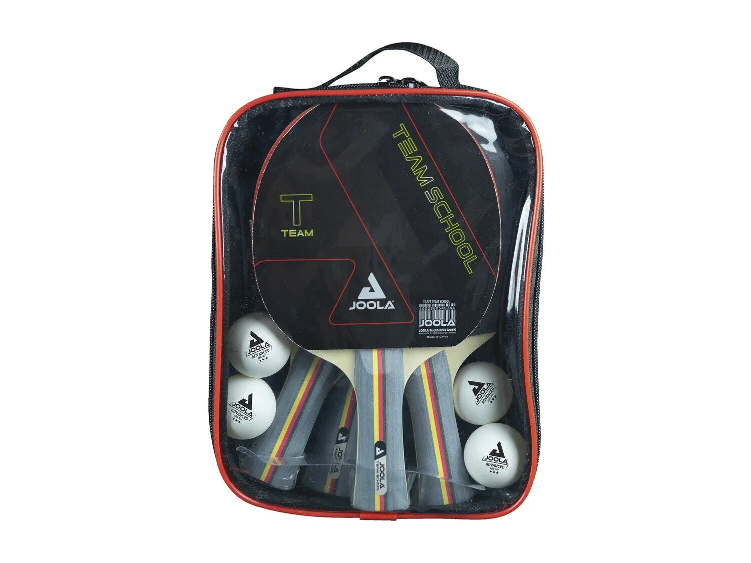 JOOLA Tischtennis Team School Set 4x Tischtennisschläger 4x TT Bälle inkl Tasche