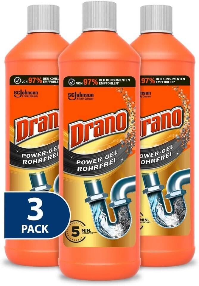 Drano Power Gel Rohrfrei Abflussreiniger Rohrreiniger Küche Bad (1-3er) Pack