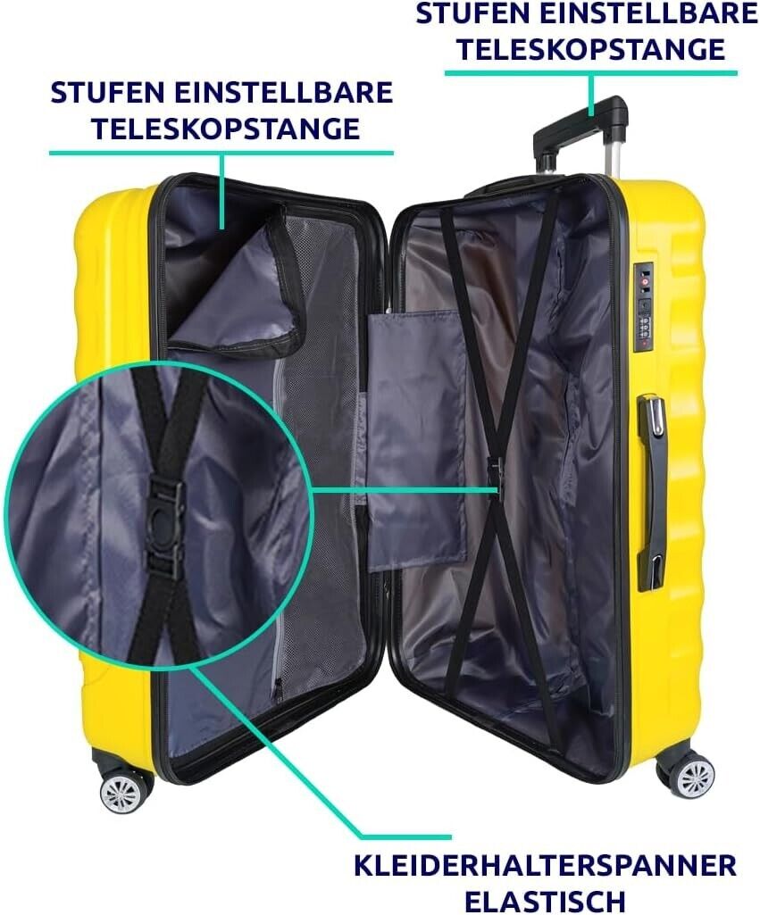 Kofferset 3 teilig Hartschalen Koffer Trolley Reisekoffer 3er Set 4Rollen M-L-XL