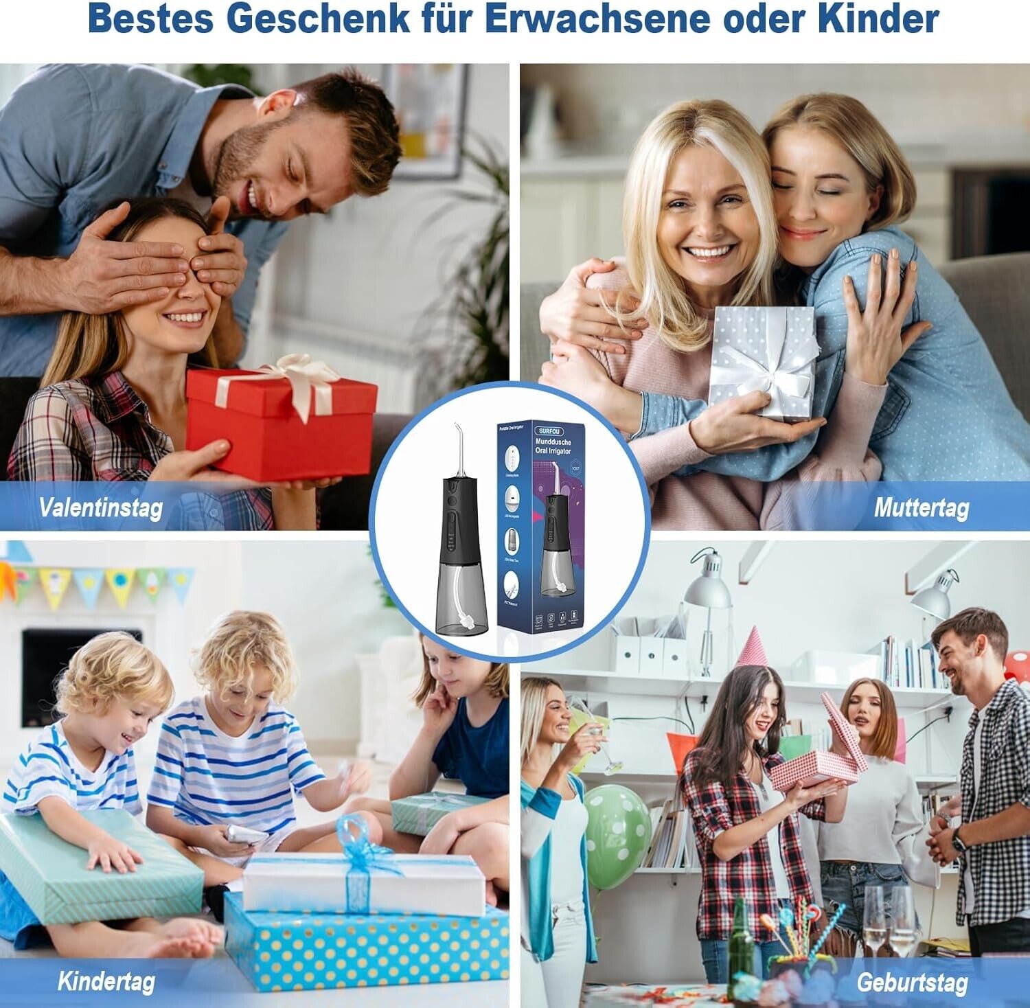 Munddusche Kabellos Elektrische Zahndusche Wasser Zahnreiniger, Oral Irrigator