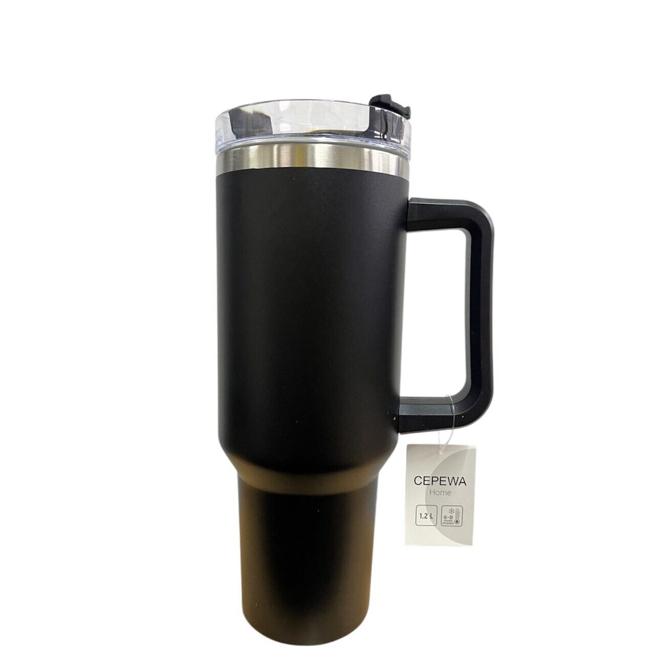 Thermobecher mit Strohhalm und Henkel, 1200ml Kaffeebecher To Go mit Deckel Edel