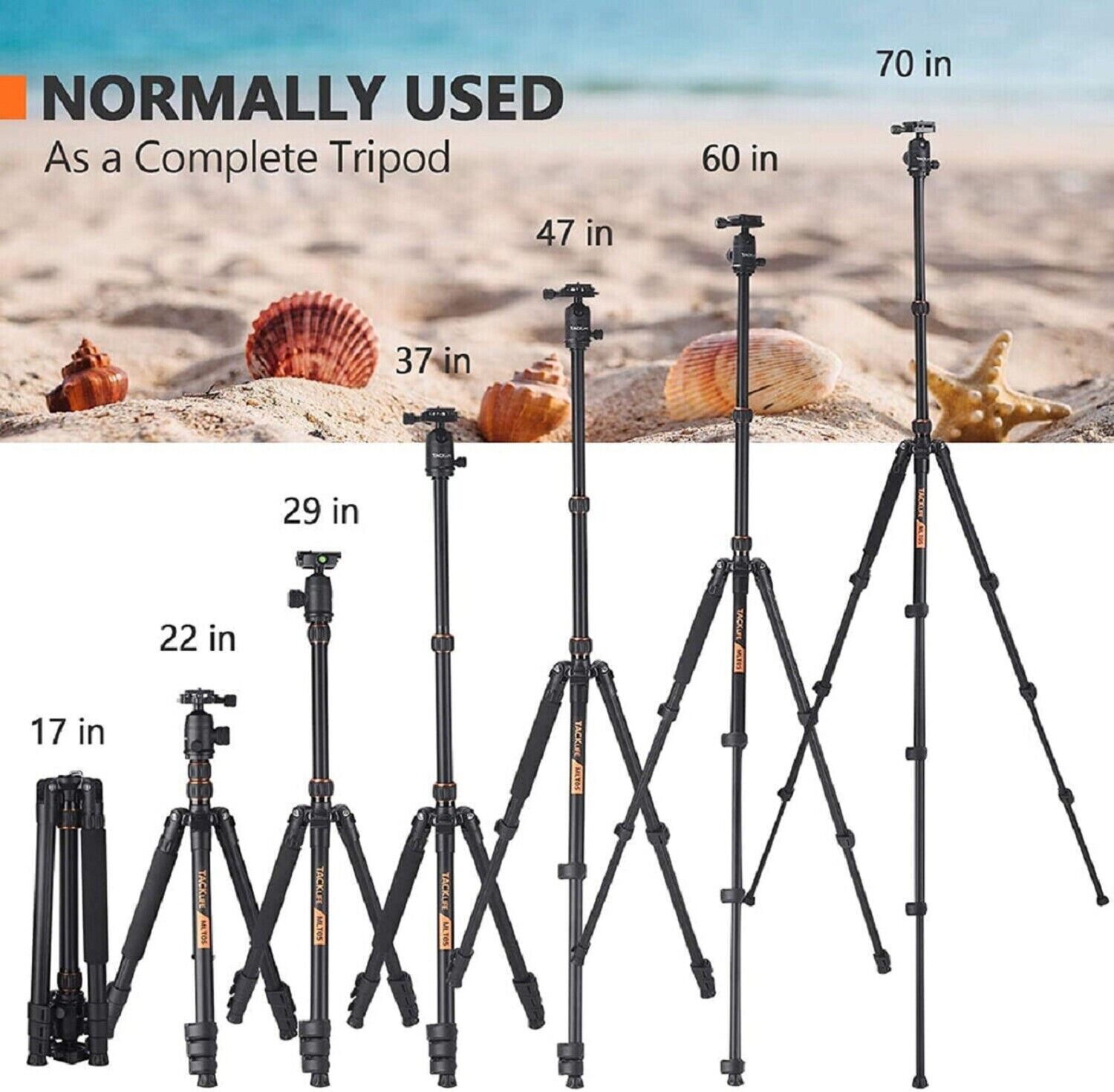 TACKLIFE Kamera Handy Stativ Standhalter Fotostativ 55-178cm 360° 9kg Zuladung