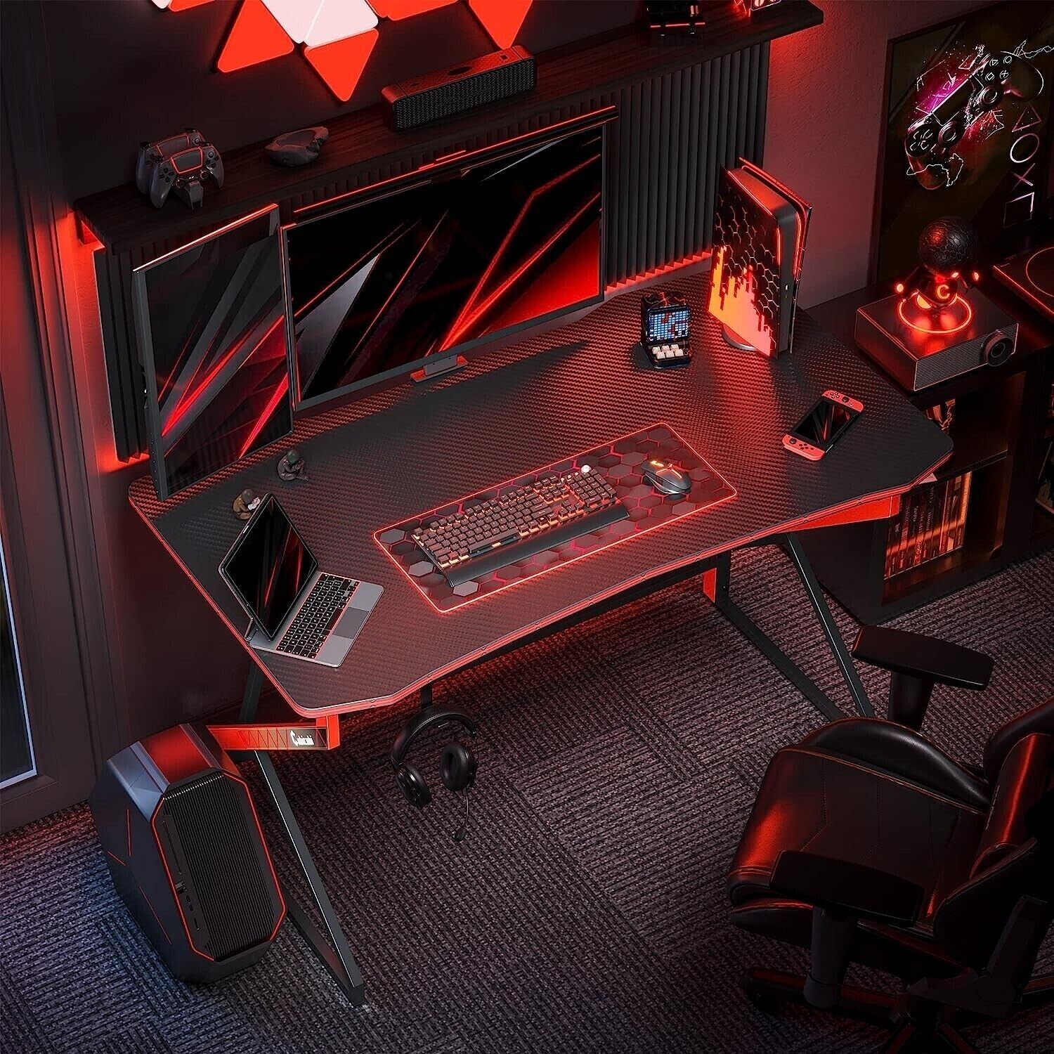 Gaming Schreibtisch, 100 x 60 cm Esport Ergonomischer Computertisch