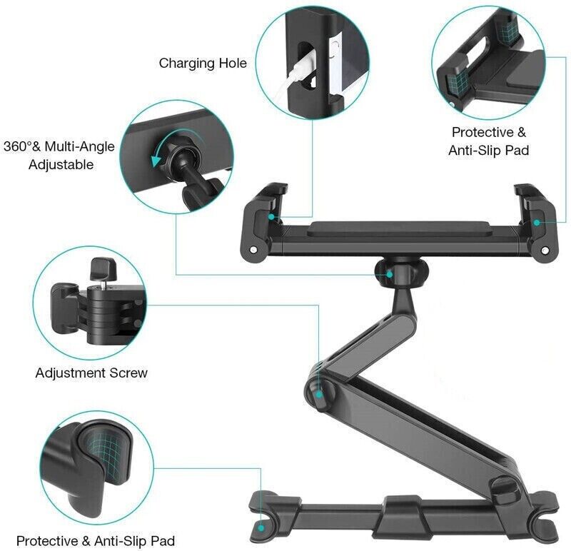 Tablet Halterung Auto Universal Kopfstützen KFZ Autohalterung iPad Galaxy Tab DE