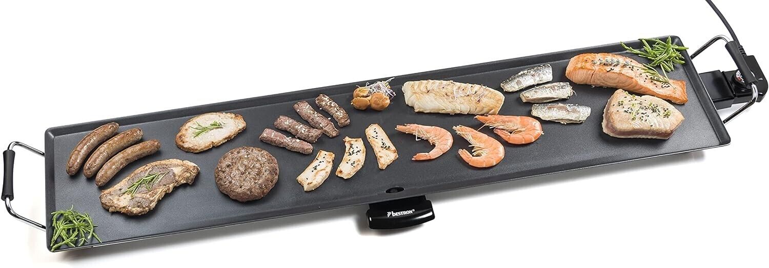 Bestron elektrische XXXL Plancha-/Teppanyaki-Grillplatte mit Antihaftbeschichtun