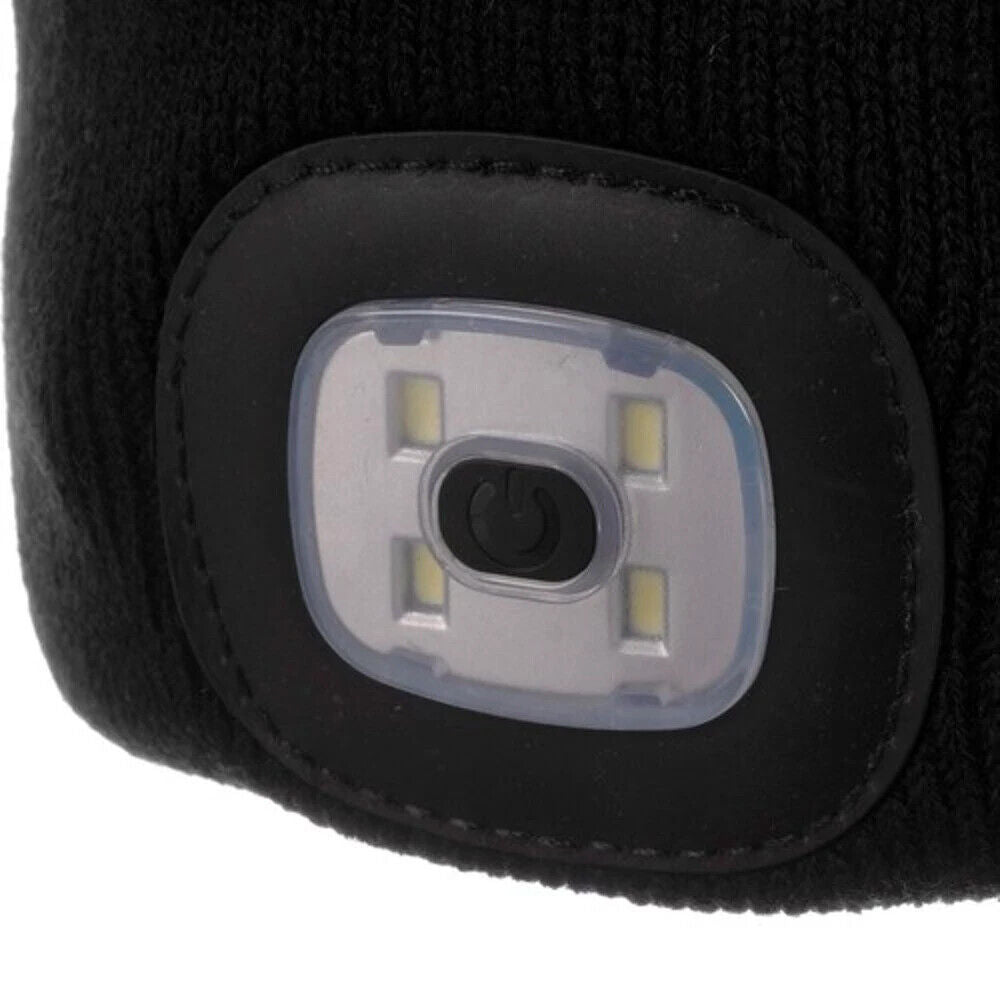 Wintermütze warme Strickmütze mit LED Licht aufladbar USB Beanie Mütze