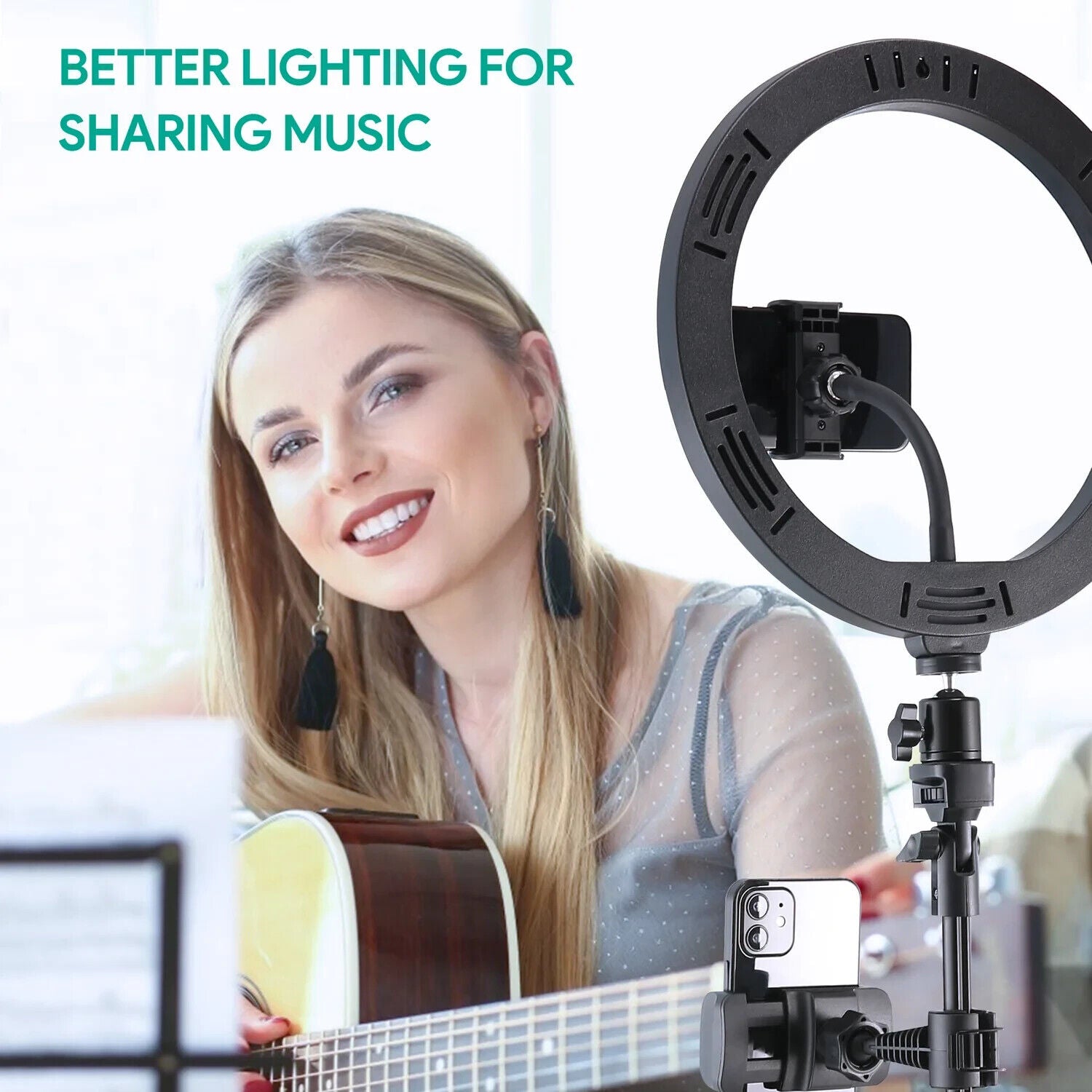 10" LED Ringlicht TikTok mit Stativ Set Handy Ringleuchte Selfie Dimmbar Lampe