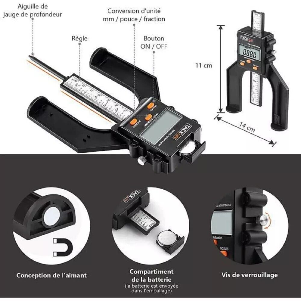 TACKLIFE Digital LCD Tiefenmesser Profitiefenmesser 80 mm Meßschieber Messgerät