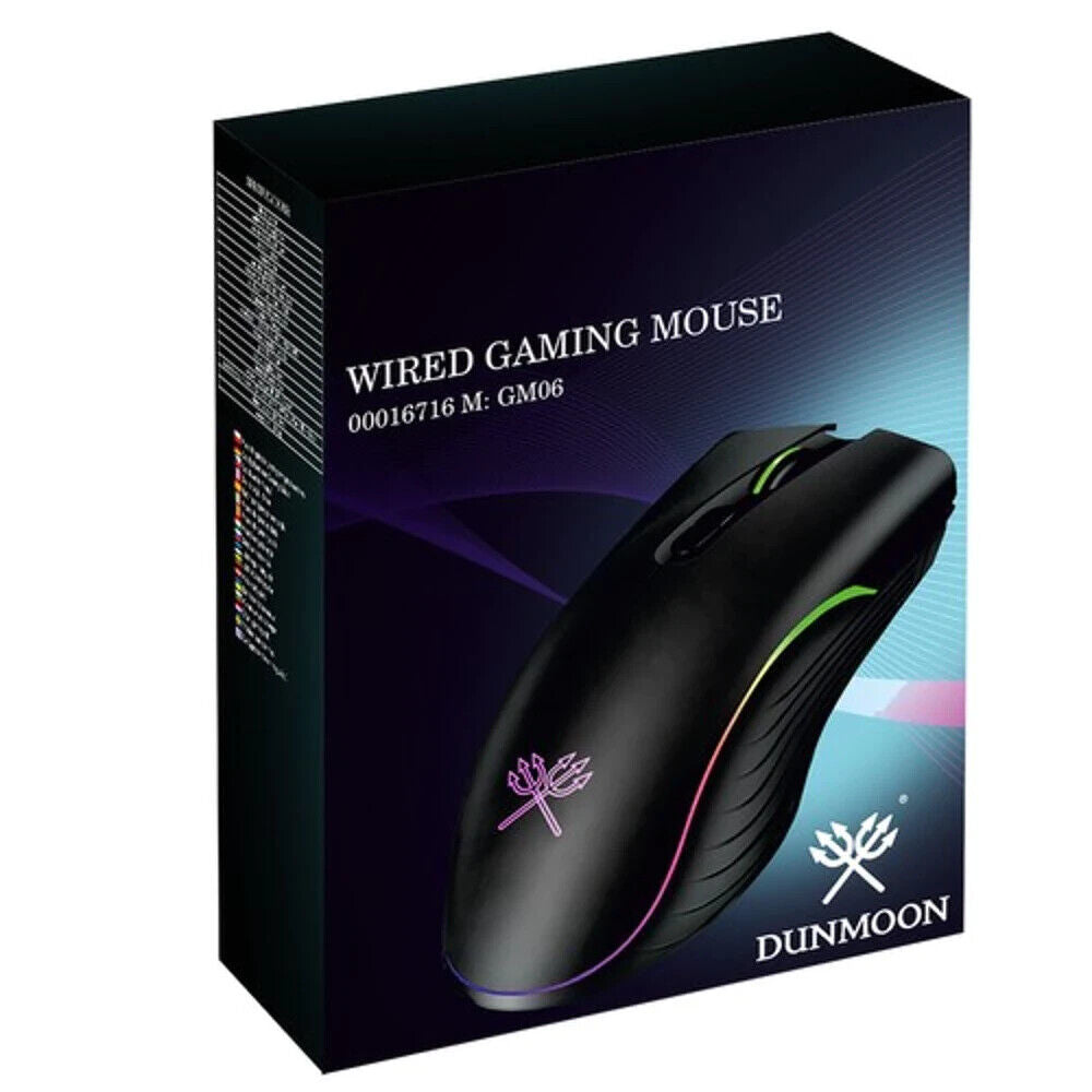 Gaming Maus Mouse da gioco LED 1200-7200 DPI per PC RGB☀Preciso • ergonomico NEU