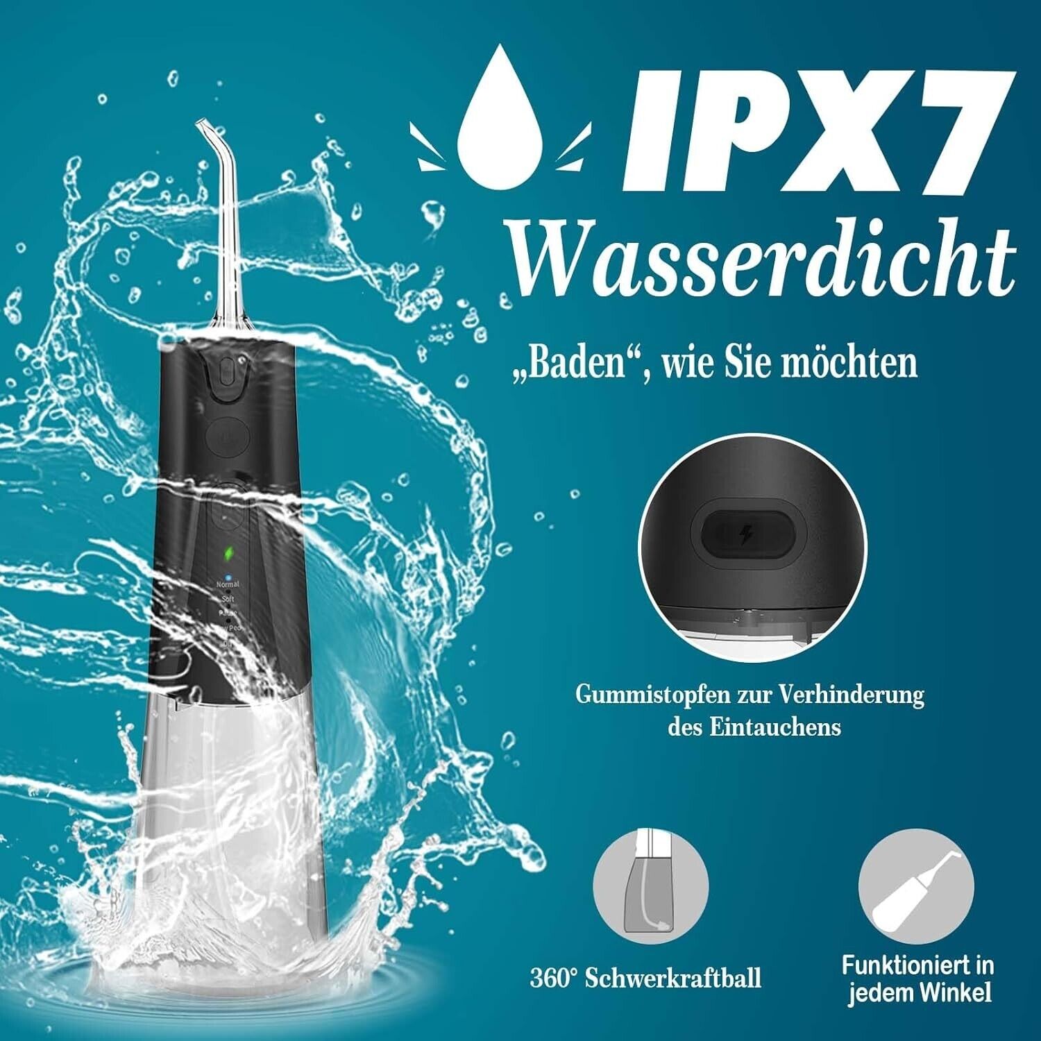 Munddusche Kabellos Elektrische Zahndusche Wasser Zahnreiniger, Oral Irrigator