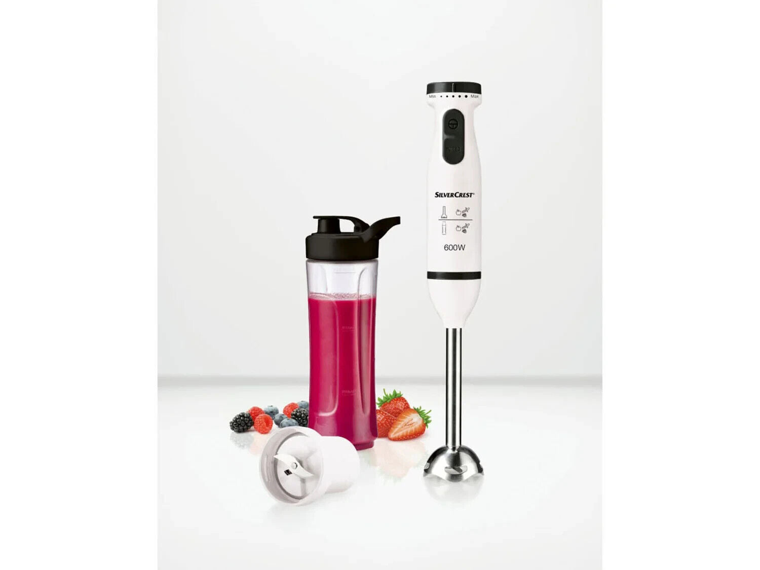 SILVERCREST® Stabmixer mit Smoothiemakeraufsatz 600 Watt + To Go Becher Neu Ovp