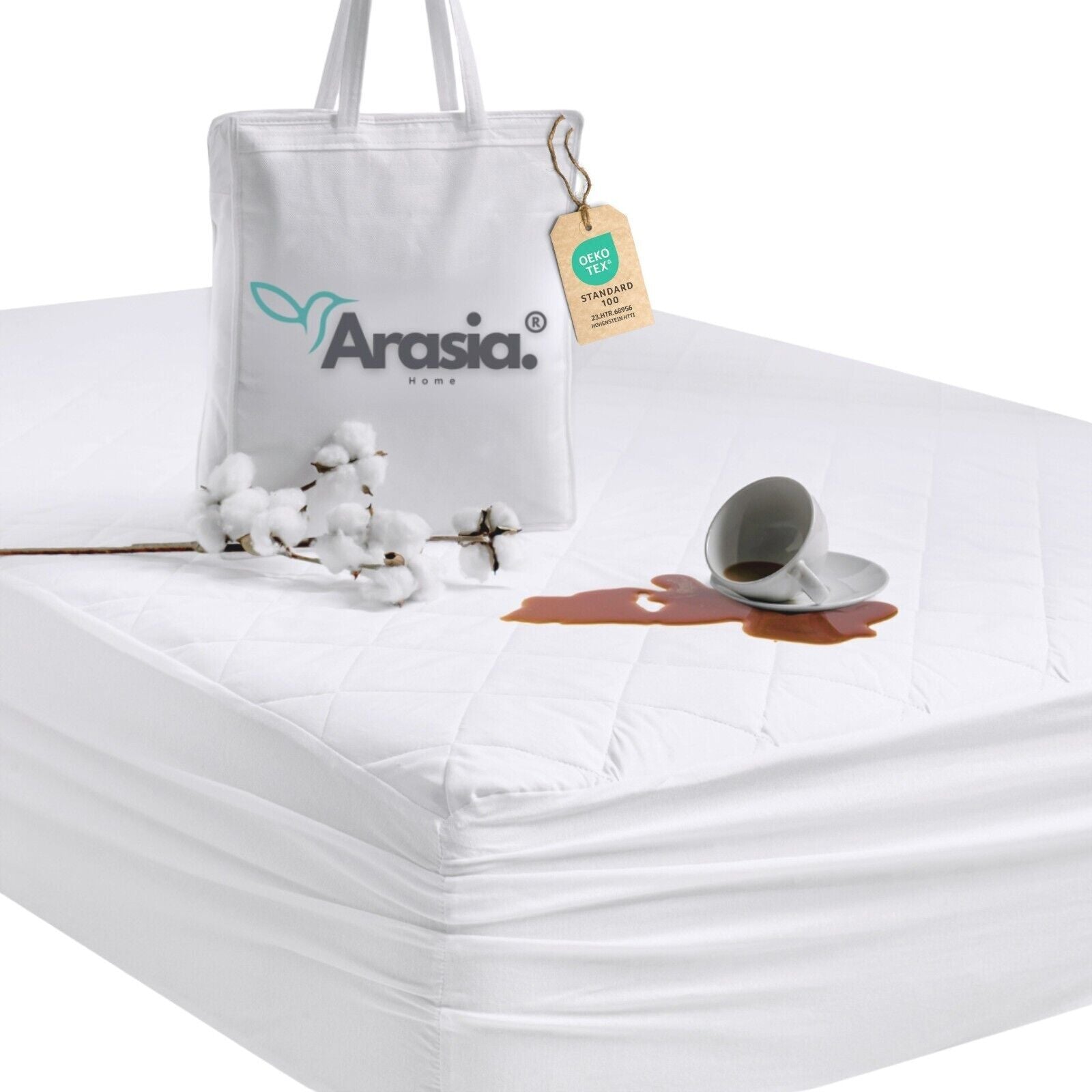 ARASIA Matratzenschoner wie Spannbettlaken 100% Cotton wasserdicht 90cm - 200cm