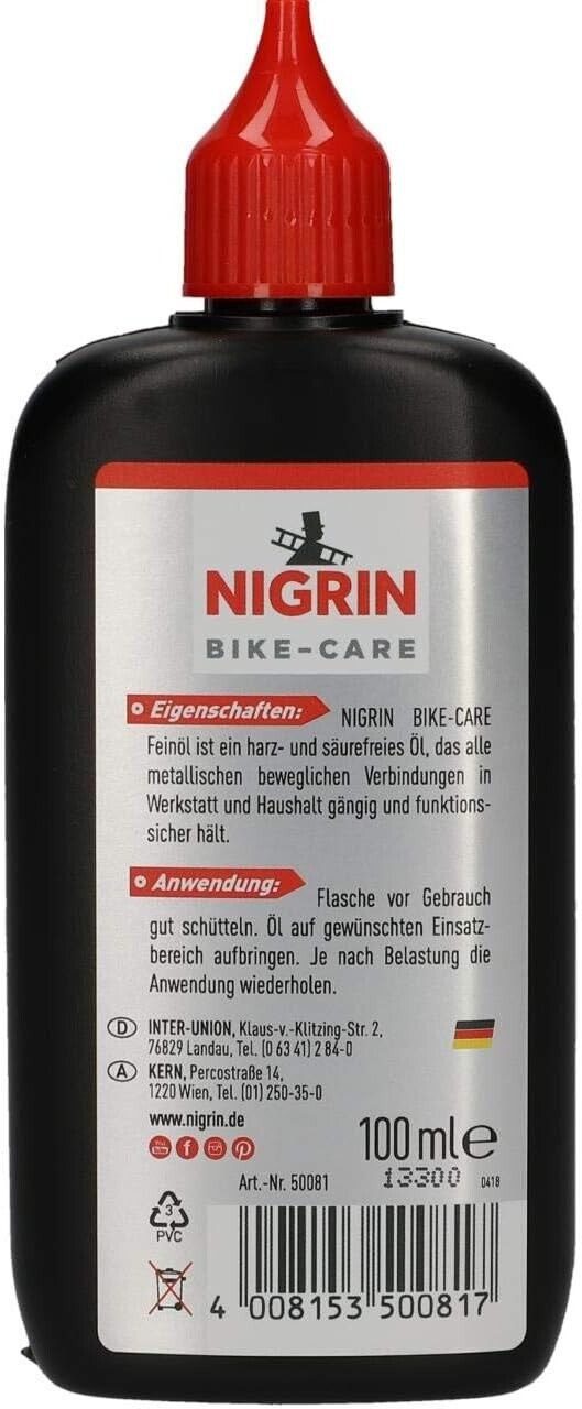 NIGRIN BIKE-CARE Fein-Öl 100 ml, Für Hobby und Werkstatt | Harz- und säurefrei